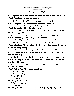 Đề thi khảo sát chất lượng môn Toán 8